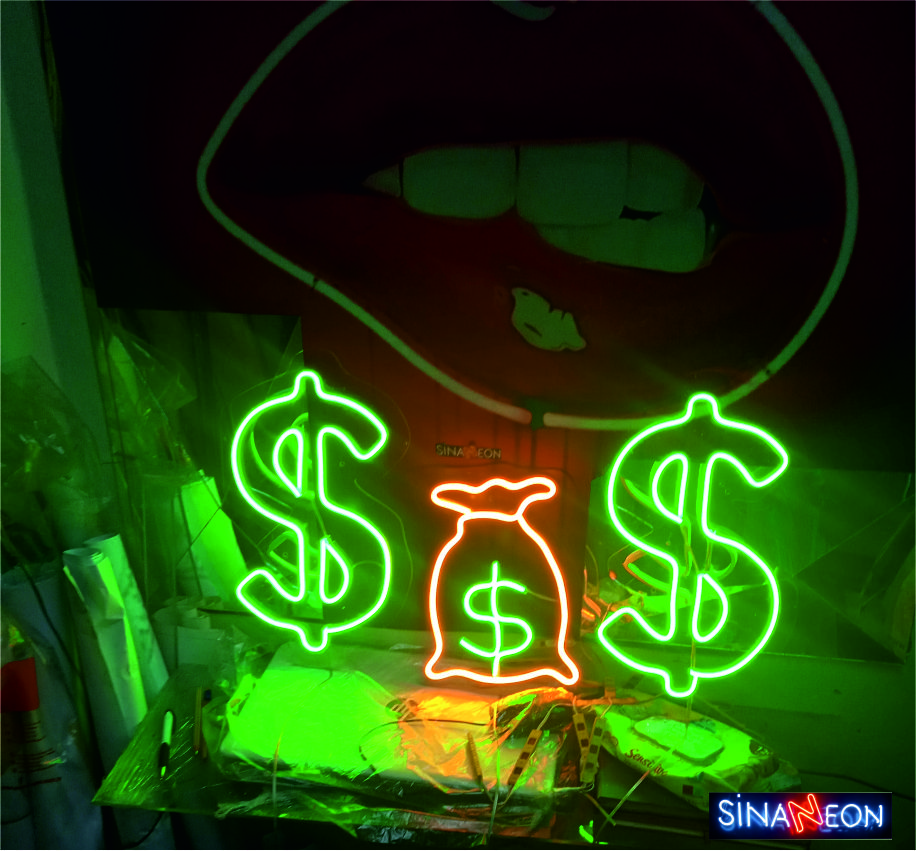 Dolar işareti led neon lamba