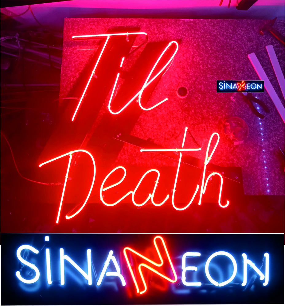 til death led neon yazı